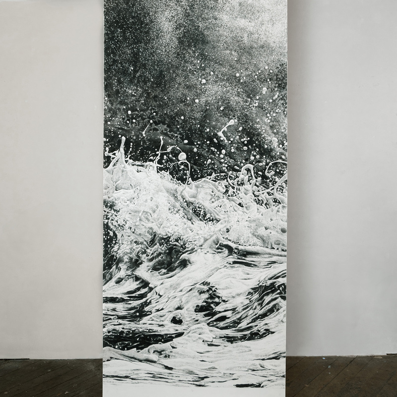 Gale Warning (3), 2023, 90" X 36", charcoal on paper