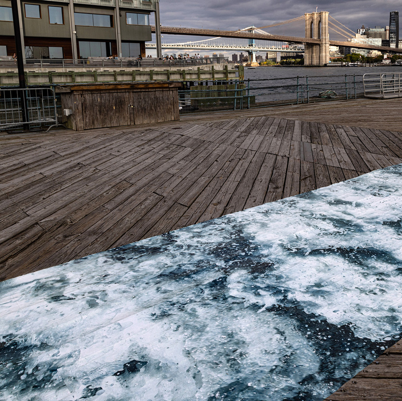 Tide, 2024, digital print on foil, 8 X 133 ft, PIer 16  Manhattan